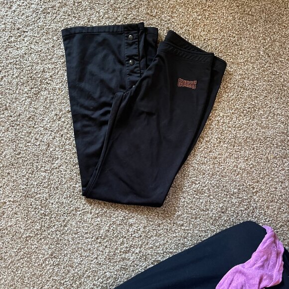 Guess Jeans Athletic Black Low Rise Wide Leg Pants w/ Snap Bottom Legs XS/TP - Picture 12 of 16